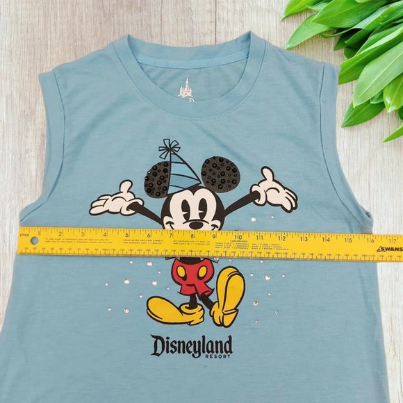 Disney Parks Sleeveless Top Girls Youth Small Blue Mickey Mouse Graphic Print - Picture 8 of 9
